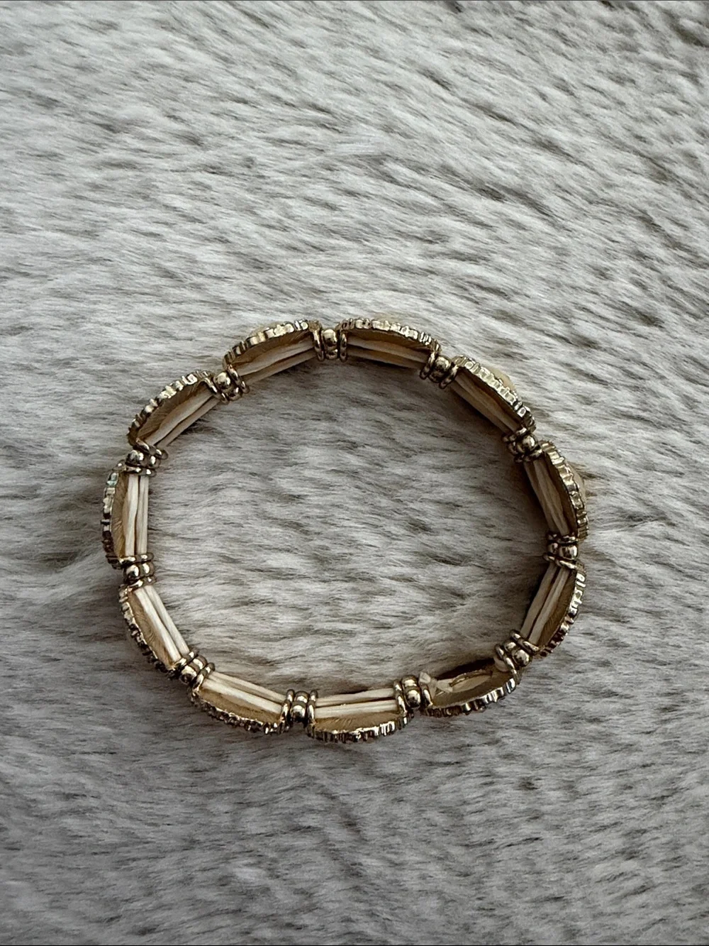 Gold-Tone Champagne Stone Bracelet with Crystal Halo